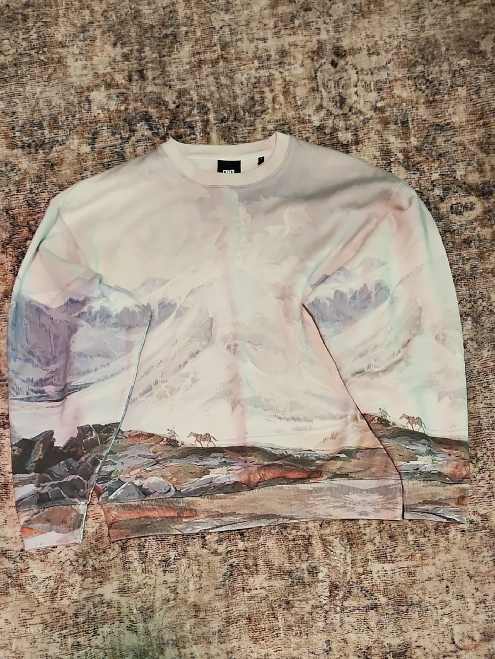 Kith Limited Pastel Mountain Landscape Crewneck Sweater S. M Oversized Fit